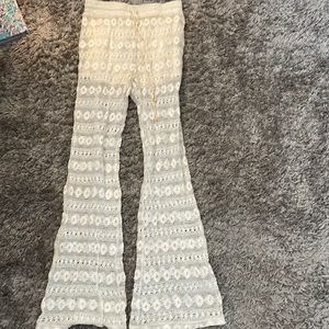 White Crochet flare pants
